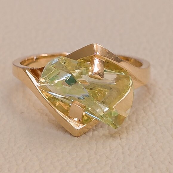 Neon-Lens Spinel Ring | 14 k Gold | Strellman's, c. 1960s - Picture 14 of 14